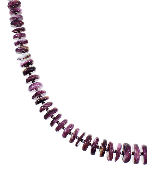 Purple Oyster Shell And Sterling Silver Navajo Indian Bead Necklace WX60084